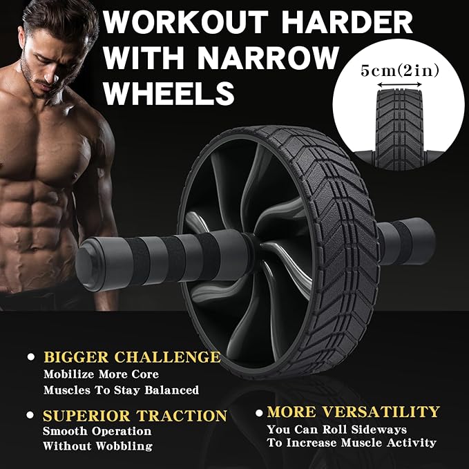 Ab roller wheel abdominal exercise core workout weight loss no noise easy to assembling light weight perfect home gym equipment for men & women