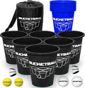 BucketBall | Team Color Edition | Combo Pack (Black/Navy Blue): Original Yard Pong Game: Best Camping, Beach, Lawn, Outdoor, Family, Adult, Tailgate, Jumbo, Giant Game