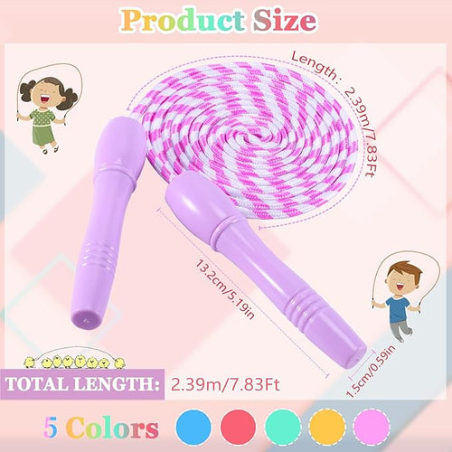 12 Pack Jump Rope for Kids,Jump Rope Stripe Ropes with Plastic Handles,Adjustable Skipping Rope,Colorful Jumping Skipping Stripe Rope for Outdoor Sports Exercise Activity,Assorted Colors