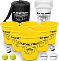 BucketBall | Team Color Edition | Combo Pack (Yellow/White): Original Yard Pong Game: Best Camping, Beach, Lawn, Outdoor, Family, Adult, Tailgate, Jumbo, Giant Game