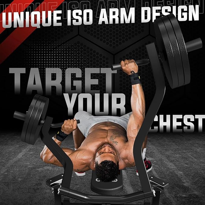GMWD Chest Press Machine, 1050LBS Bench Press Machine with Independent Converging Arms, Adjustable Flat Incline Bench for Chest, AB Workouts, Shoulder Home Gym Equipment, V1