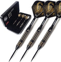 CUESOUL Steel Tip Darts Set 20/22/24 Grams with Deluxe PU Darts case-Black Scorpion Series
