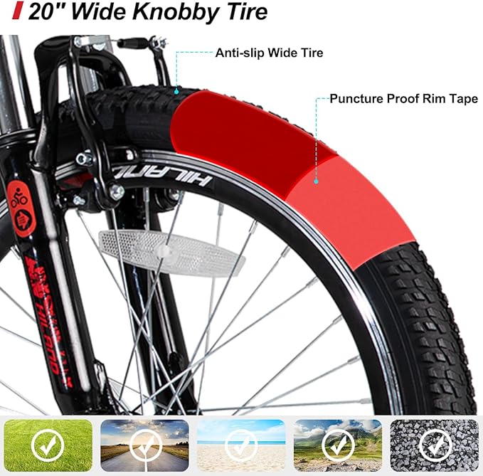 HILAND 20 Inch 26 Inch Mountain Bike for Women Girl, Lock-Out Suspension Fork, Aluminum Frame, Adult Ladies Mens MTB Bicycle