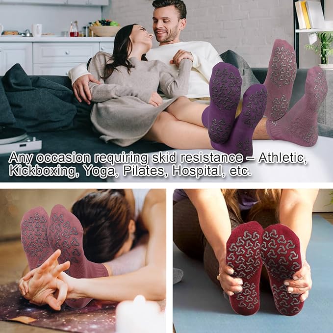 Ozaiic Non Slip Socks Grip for Yoga Home Workout Pure Barre, Pilates, Hospital, Ideal Cushion Socks for Men and Women