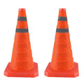 18 Inch 2 Pack Collapsible Traffic Safety Cones, Orange Cones with Reflective Collar, Portable Multipurpose Traffic Cones for Parking Construction Driving Training Sports Practice