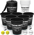 BucketBall | Team Color Edition | Combo Pack (Black/White): Original Yard Pong Game: Best Camping, Beach, Lawn, Outdoor, Family, Adult, Tailgate, Jumbo, Giant Game