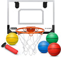Mini Basketball Hoop Set for Kids Adults, Indoor Play Wall Mount Basketball Hoop for Door with 4 Small Replacement Toddler Basketballs, ABS Backboard Metal Rim Goal Sport Gifts for Pool Game Fun