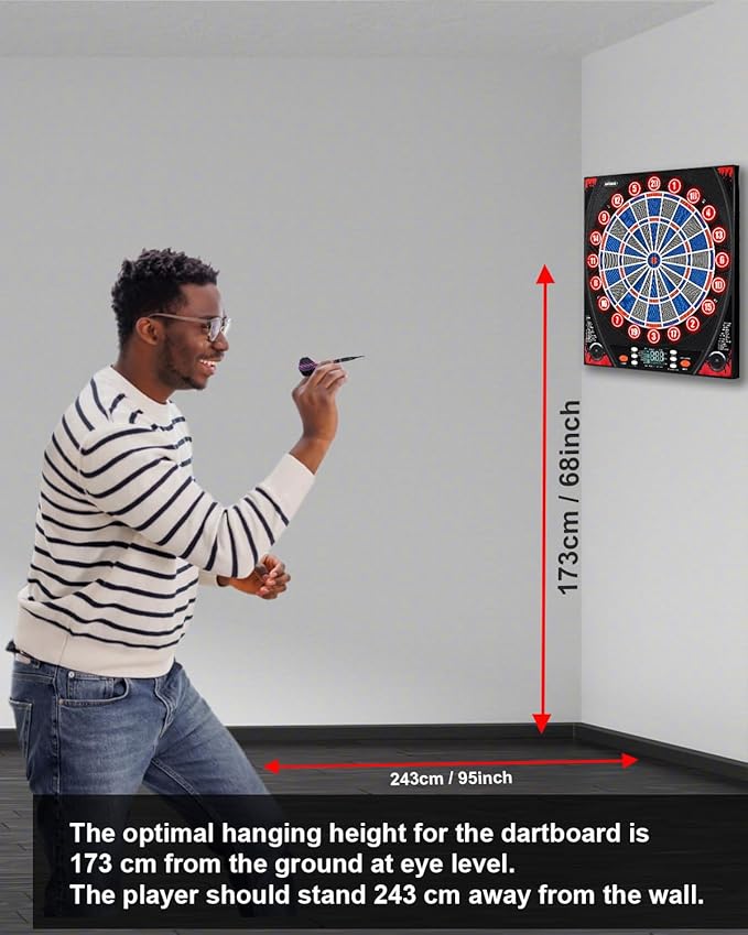 Electronic Dartboard, Dual Speakers with Automatic Voice Announcing Score, High Definition LCD Display, Includes 12 Soft Tip Darts, Suitable for Family Gatherings Bar Entertainment