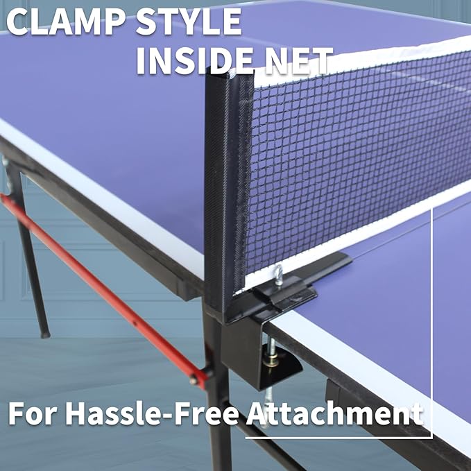 8ft Professional MDF Indoor Table Tennis Table with Quick Clamp Ping Pong Net with Two Rackets and Three Balls