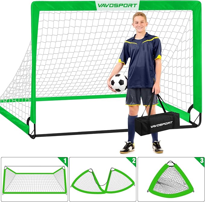 Kids Soccer Goals for Backyard Set - 2 of 4' x 3' Portable Soccer Goal Training Equipment, Pop Up Toddler Soccer Net with Soccer Ball, Soccer Set for Kids, Youth Outdoor Games, Sports, Play