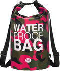 Waterproof Dry Bag, 30L Fit for Women Men Water Proof Bags Lightweight Dry Storage Floating Backpack with Whistle for Travel Boating Kayaking (Rose Red Camouflage)