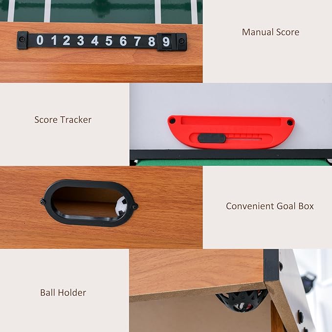 Giantex 4-in-1 Combination Game Table, with Soccer, Hockey, Billiards, Table Tennis, Perfect for Game Room, Family Night, Wood Foosball Game Table Top