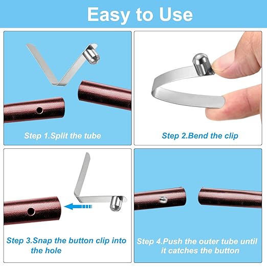 PATIKIL 11x9mm Kayak Paddle Snaps, 16 Pack Tent Pole Clips Steel V Shaped Single Pin Push Button Spring Clips Lock Tube Pole Clips for Camping Awning
