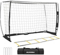 Soccer Goal,Soccer Net,Soccer Goals for Backyard,with Bow Frame,Collapsible Metal Base and Agility Ladder