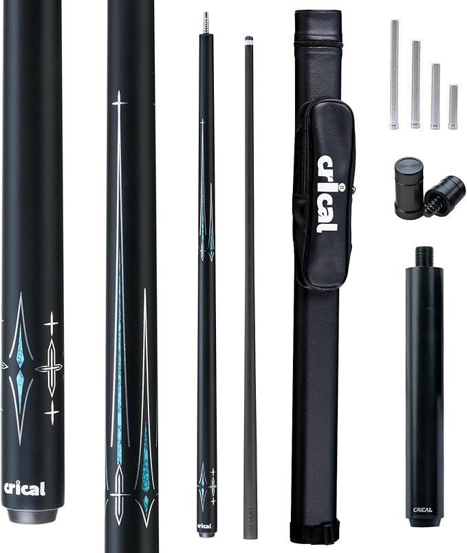 CRICAL Carbon Fiber Pool Cue Stick 58" Billiard Cue Sticks Professional Low Deflection Pool Sticks with 3/8 * 8 Pin Joint and 12.5mm Tip