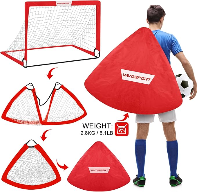 Kids Soccer Goals for Backyard Set - 2 of 4' x 3' Portable Soccer Goal Training Equipment, Pop Up Toddler Soccer Net with Soccer Ball, Soccer Set for Kids, Youth Outdoor Games, Sports, Play