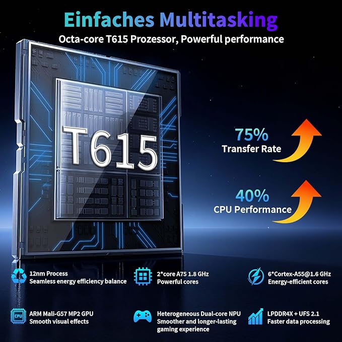 Android 15 Tablet, 2025 Upgraded 11 inch Android Tablets with Keyboard, 24GB+256GB+2TB Expand, Support Face Unlock+18W Fast Charging, Octa-Core CPU,Dual WiFi, Dual Camera,8000mAh Battery, Black