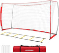 Soccer Goal,Soccer Net,Soccer Goals for Backyard,with Bow Frame,Collapsible Metal Base and Agility Ladder