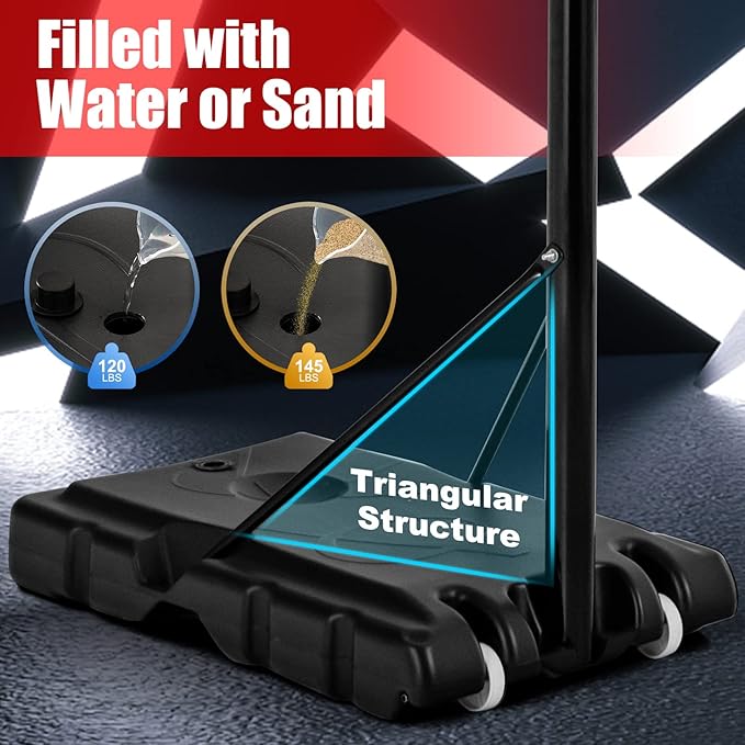 Goplus Portable Basketball Hoop, 4.25-10FT Height Adjustable, 44'' Shatterproof Backboard, 18" Basket Rim, Wheels, Basketball Goal for Adults Outdoor