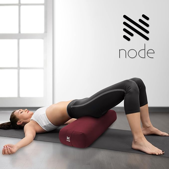 Yoga Meditation Cushion, 25" x 12" Rectangular Bolster with Organic Cotton Cover