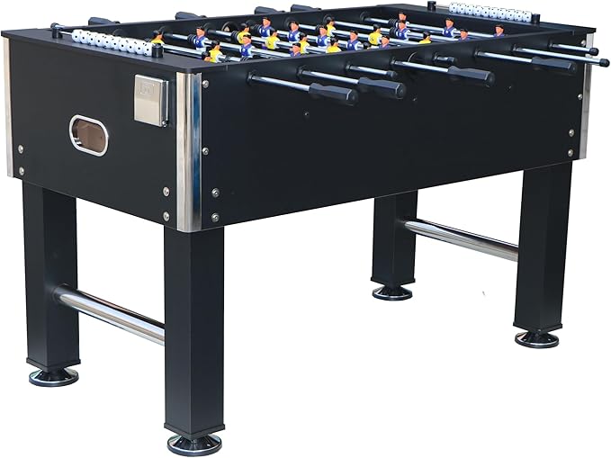  ﻿ 55'' Foosball Table, Home Arcade Table Soccer with Adjustable Legs&Heavy-Duty Bracket | Equipped with 4 Balls+2 Cup Holders | Multifunctional Football Table for Home Bar and Game Room