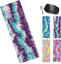 Tie-Dye Hot Yoga Towel with Non-Slip Grip Dots, Microfiber Yoga Mat Sweat Absorbent Mat Cover for Yoga, Pilates, & Workouts - 72" x 24.8", Free Carry Bag (Purple)