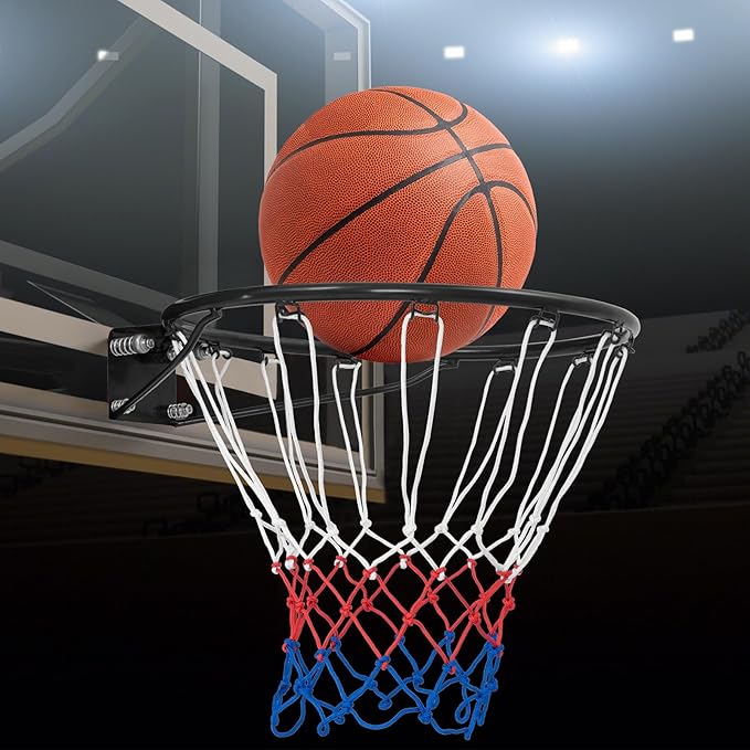 Goplus 18’’/15’’ Replacement Basketball Rim, Wall Door Mounted Basketball Hoop with All Weather Net, Indoor Outdoor Hanging Basketball Rim Goal Outside