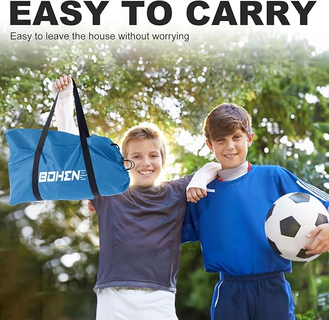 BOHEN 11x5.5 FT/9x5 FT/6x4 FT Portable Metal Soccer Goal for Backyard with Carry Bag - Fun for Outdoor Indoor Training Games for Kids and Adult, Easy Storage and Transportation