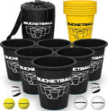 BucketBall | Team Color Edition | Combo Pack (Black/Yellow): Original Yard Pong Game: Best Camping, Beach, Lawn, Outdoor, Family, Adult, Tailgate, Jumbo, Giant Game