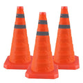 18 Inch 3 Pack Collapsible Traffic Safety Cones, Orange Cones with Reflective Collar, Portable Multipurpose Traffic Cones for Parking Construction Driving Training Sports Practice