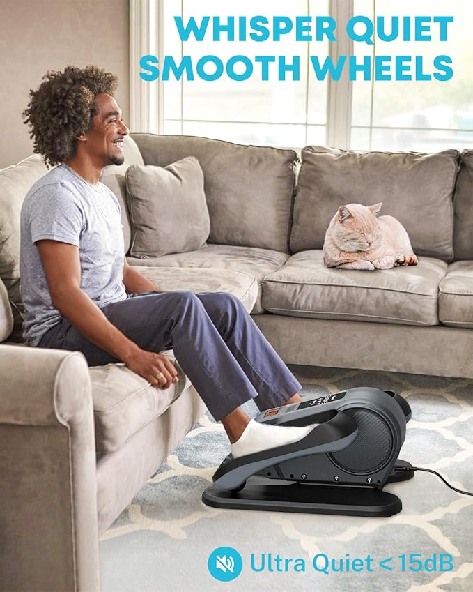 Gonex Under Desk Elliptical Exercise Machine for Seniors, Electric Ellipse Leg Exerciser with Remote, 16 Adjustable Speeds, Manual & 12 Auto Modes, Leg Exerciser While Sitting, Seated Pedal Exerciser