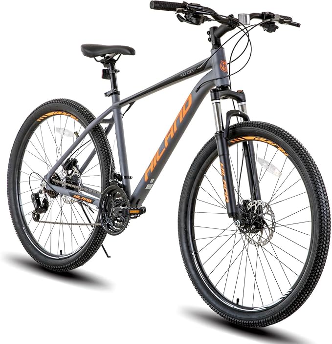 Hiland 27.5 inch Mountain Bike 21 Speeds, Lock-Out Suspension Fork, Aluminum 18 inch Frame Hydraulic Disc-Brake for Men Women Mens MTB Bicycle Adlut Bike