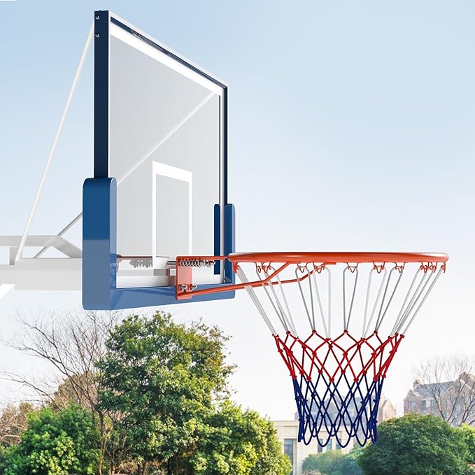 Goplus 18’’/15’’ Replacement Basketball Rim, Wall Door Mounted Basketball Hoop with All Weather Net, Indoor Outdoor Hanging Basketball Rim Goal Outside