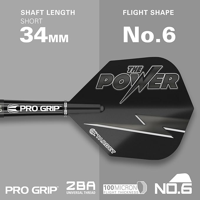 TARGET Darts Phil Taylor Power 8-Zero 4 Black Steel Tip Darts, 80% Tungsten Dart Set, P8Z4, 21G | Player Edition Darts with Fixed Points | Black Darts Case Included