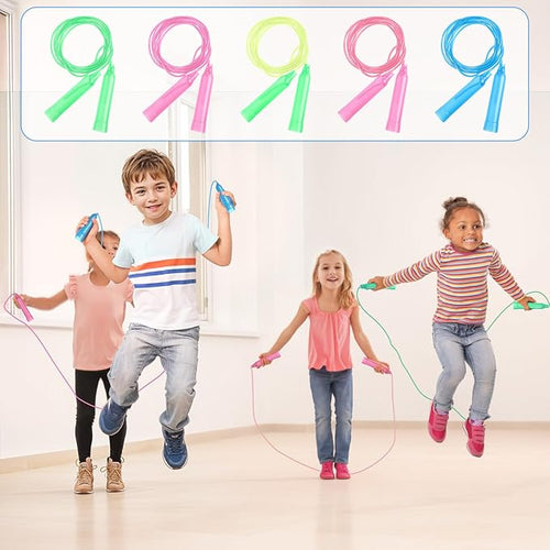 30Pcs Colorful Jump Ropes Bulk Plastic Jump Ropes for Kids 7.5 Ft Adjustable Skipping Jumping String for Kids 6-12Years, Outdoor Fun Exercise Fitness Activities Birthday Reward Gift
