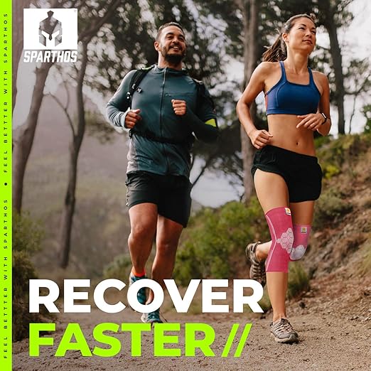 Sparthos Knee Compression Sleeves by (Pair) – Joint Protection and Support for Running, Sports, Knee Pain Relief – Knee Brace for Men and Women (Flamingo Pink, XX-Large)