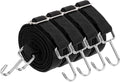 uxcell 4Pcs Adjustable Bungee Cords with Hooks, 79 Inch Flat Heavy Duty Elasticity Straps Rubber Bungee Cords with Buckle for Outdoor, Camping, Tarp, Bike Rack, Luggage, Black