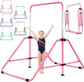 MARFULA Foldable Gymnastic Bar for Kids Ages 3-9, 9 Height Levels, 200 lbs Weight Capacity, 5 Ft Length Gymnastic Kip Bar with Mat, Gymnastic Equipment for Home and Gym Center Indoor Outdoor Use