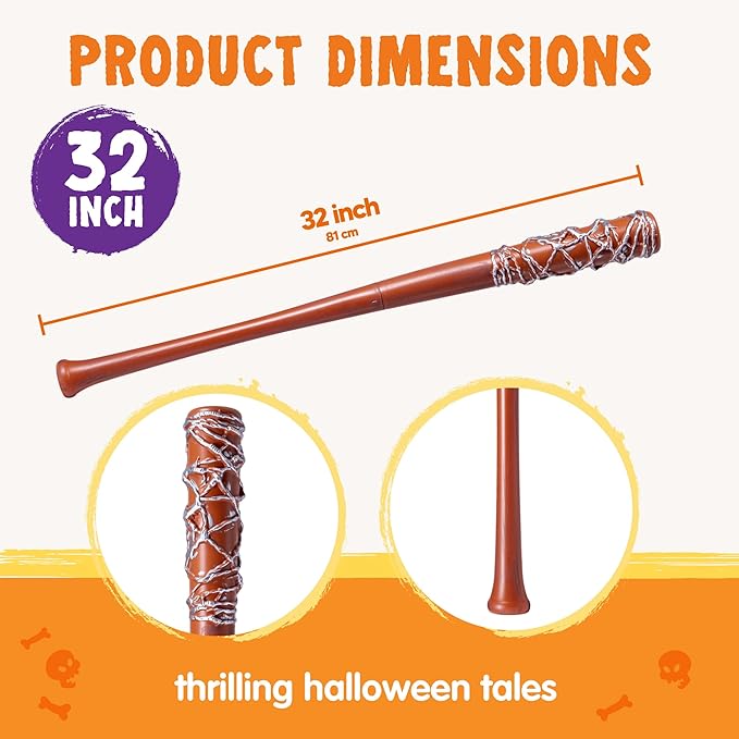Spooktacular Creations 32 inch Barbed Wire Bat, Fake Baseball Bat Zombie Weapon for Kids Women Men Halloween Cosplay Cane Props, Halloween Costume Dress Up. Brown