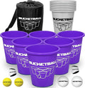 BucketBall | Team Color Edition | Combo Pack (Purple/Silver): Original Yard Pong Game: Best Camping, Beach, Lawn, Outdoor, Family, Adult, Tailgate, Jumbo, Giant Game