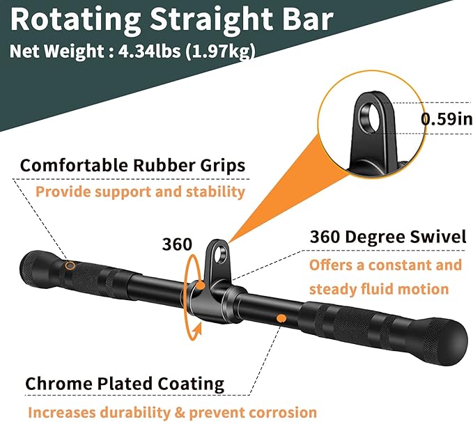 Cable Attachments for Gym, Cable Machine Attachment Set, LAT Pulldown Attachments, Cable Machine Accessories, Tricep Pull Down Attachment, Home Gym Accessories