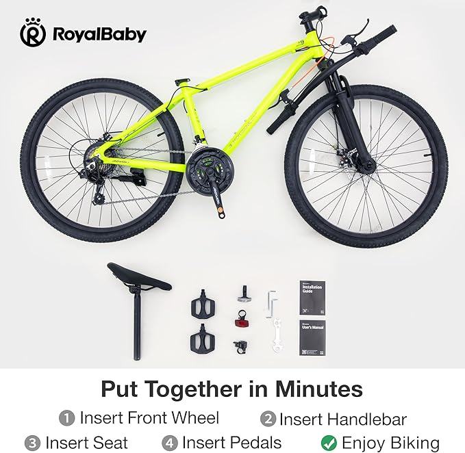 RoyalBaby Kids Mountain Bike for Boys and Girls, Ultra-Light Aluminum 20-24 Inch Wheel Bicycle for 6-14 Years Old Children, 7/21-Speeds Drivetrain