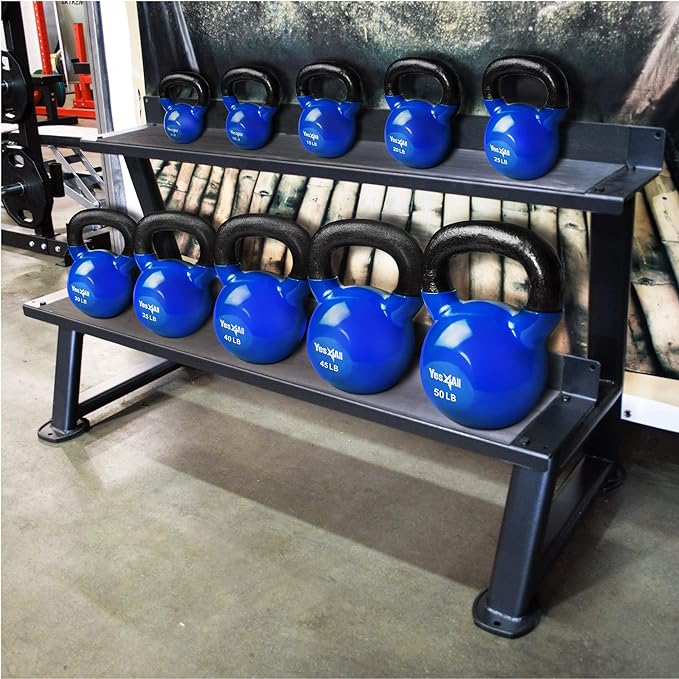Yes4All Kettlebell Set Vinyl Coated Weights Combo for Full Body Workout Equipment Push up, Grip Strength Training, Dumbbell Weights Exercises