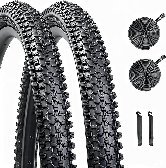 Mountain Bike tire, 24x1.95/26x1.95 Folding Replacement Bicycle Tires with Tire Levers and Tire Tubes, 24''/26'' Mountain Bicycle Tire for MTB Off-Road Bicycle Cycling