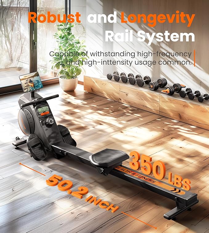 YOSUDA Magnetic/Water Rowing Machine for Home - Rower Machine Use with Bluetooth, App Supported, Rowing Machine for Taller Power Athletes, Comfortable Seat Cushion