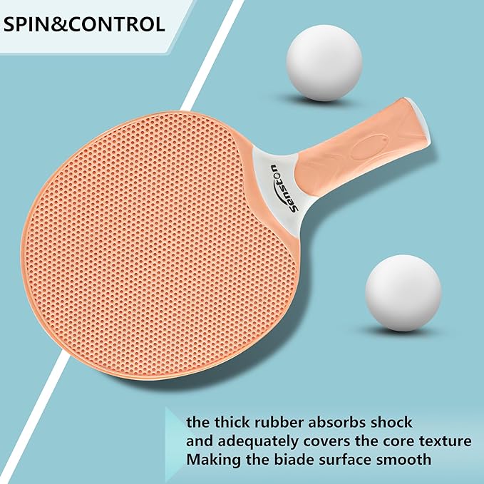 Senston Table Tennis Rackets Set,Professional Ping Pong Paddle Set for 4 Players, Composite Rubber Table Tennis Paddles, Indoor or Outdoor Games.