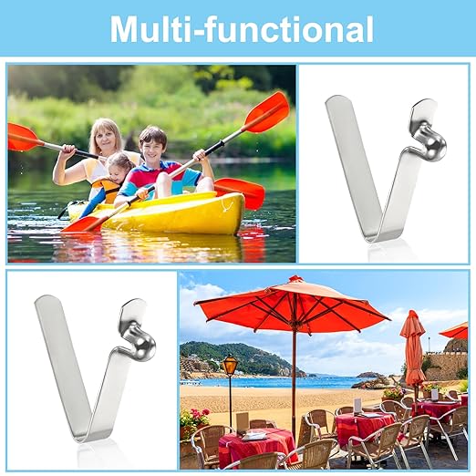 PATIKIL 7x6mm Kayak Paddle Snaps, 10 Pack Tent Pole Clips Steel V Shaped Single Pin Push Button Spring Clips Lock Tube Pole Clips for Camping Awning