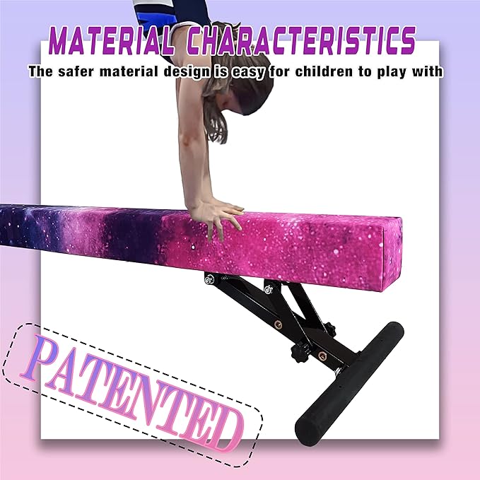 Adjustable Balance Beam Gymnastics Beam 8 FT Adjustable Height Beams for Kids, High and Low Floor Beams,Gymnastics Equipment for Kids Adults Training at Home and Gym Center