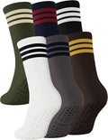 6 Pairs Grip Pilates Socks for Women, Non-slip Yoga Athletic Socks for Barre Ballet Barefoot Workout Hospital