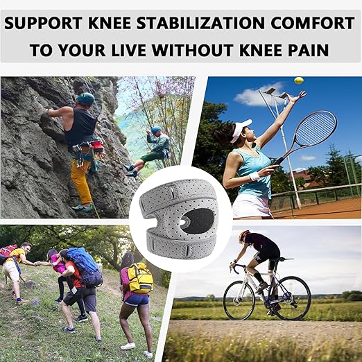 Knee Brace for Women Men Adjustable Support with Cushioned Silicone Pad Anatomical Cut Design for Men Women Athletic Training Patellar Tendon Support (Black)